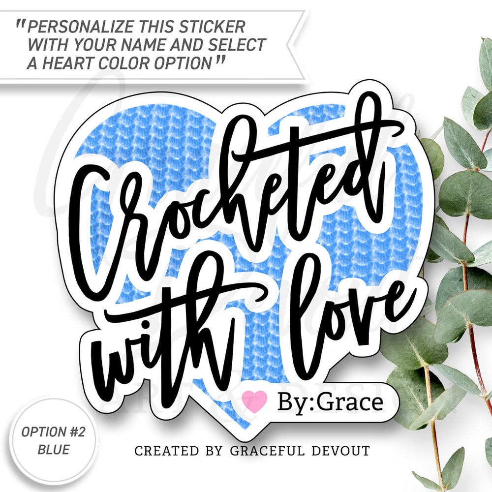Crocheted With Love - 2" (inches)(48ct.) Stickers - Picture 3 of 8